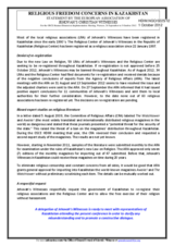 Religious Freedom Concerns in Kazakhstan