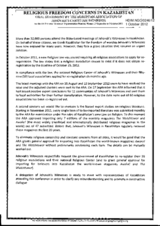 Religious Freedom Concerns in Kazakhstan