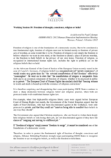 Working Session 10: Freedom of thought, conscience, religion or belief