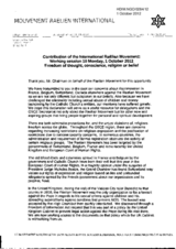 Contribution of the International Raelian Movement