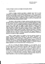 Freedom ofthought, conscience and religion in the Republic ofSerbia