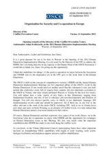 Opening remarks of the Director of the Conflict Prevention Centre, Ambassador Adam Kobieracki, at the 2012 Human Dimension Implementation Meeting