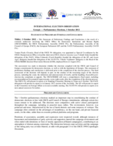 Georgia, Parliamentary Elections, 1 October 2012: Statement of Preliminary Findings and Conclusions