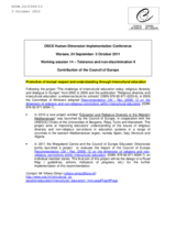 Promotion of mutual respect and understanding through intercultural education