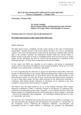 Prevention and responses to hate crimes in the OSCE area