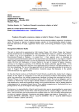 Freedom of thought, conscience, religion or belief in Western Thrace- Greece