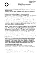 Recommendations to OSCE participating states concerning freedom of religion or belief