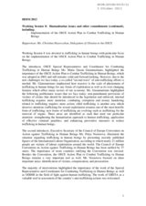 Rapporteurs' Report for Working Session 8: Humanitarian issues and other commitments (continued)