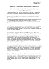 Democracy Education with the Community of Democracies