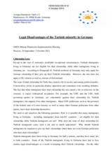 Legal Disadvantages of the Turkish minority in Germany