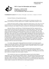 Contribution for session 11 &laquo;Freedom of thought, conscience, religion or belief&raquo;