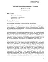 Reply of the Delegation of the Republic of Azerbaijan