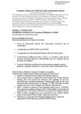 Compilation of Written Recommendations (Working Sessions 10-12)