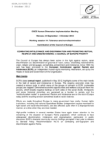 Combating Intolerance and Discrimination and Promoting Mutual Respect and Understanding:  A Council of Europe Priority