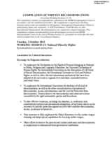 Compilation of Written Recommendations (Working Sessions 13-15)
