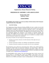 Supplementary Human Dimension Meeting on Freedom of Assembly and Association 2012: General Guidelines