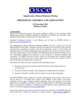 Supplementary Human Dimension Meeting on Freedom of Assembly and Association 2012: Information for Civil Society