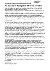 The importance of integration of National Minorities