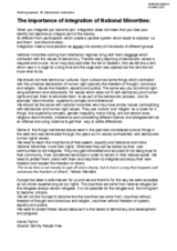 The importance of integration of National Minorities