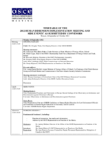 Human Dimension Implementation Meeting Warsaw, 24 September – 5 October 2012: Timetable