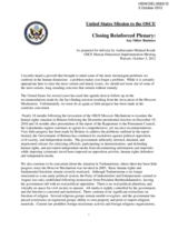 Closing Reinforced Plenary:  Any Other Business