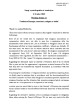 Reply by the Republic of Azerbaijan