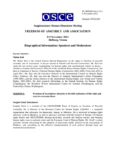 Biographical Information, Speakers and Moderators