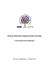 Human Dimension Implementation Meeting Warsaw, 24 September – 5 October 2012: Consolidated Summary