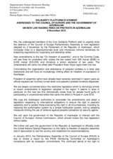 Session 1, Contribution by the Human Rights House Foundation and other NGOs on new Law Rasing Fines on Protests in Azerbaijan