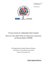 Closing Session, Remarks by Amb. Janez Lenarcic, Director