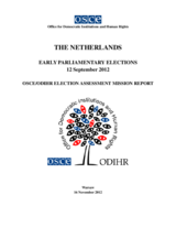 Netherlands, Early Parliamentary Elections, 12 September 2012: Final Report