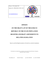 Kyrgyzstan, Opinion on the Draft Law of on the State Population Register and Draft Amendments to Related Legislation, 22 November 2012