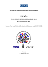 Spain, Early Parliamentary Elections, 20 November 2011: Final Report (es)