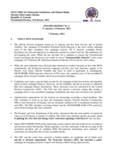 Armenia, Presidential Election, 18 February 2013: Interim Report 2