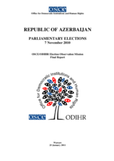 Azerbaijan, Parliamentary Elections, 7 November 2010: Final Report