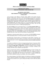 Former Yugoslav Republic of Macedonia, Local Elections, 24 March 2013: Request for Short-Term Observers, Information Sheet