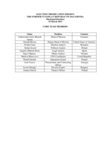 Former Yugoslav Republic of Macedonia, Local Elections, 24 March 2013: Members of the Core Team