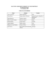 Czech Republic, Presidential Election, 11-12 January 2013: Members of the Core Team