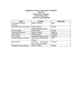 France, Parliamentary Elections, 10 and 17 June 2012: Members of the Core Team