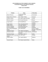 Russian Federation, Presidential Election, 4 March 2012: Members of the Core Team