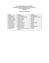 Former Yugoslav Republic of Macedonia, Early Parliamentary Elections, 5 June 2011: Members of the Core Team