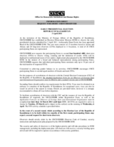 Kazakhstan, Early Presidential Election, 3 April 2011: Information for Short-Term Observers