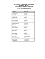 Moldova, Early Parliamentary Elections, 28 November 2010: List of Long-Term Observers