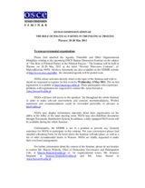 Human Dimension Seminar on the Role of Political Parties in the Political Process: Information for NGOs
