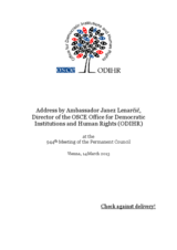 Address by Ambassador Janez Lenarčič at the 944th Meeting of the Permanent Council Address by Ambassador Janez Lenarčič at the 944th Meeting of the Permanent Council