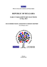 Bulgaria, Early Parliamentary Elections, 12 May 2013: Needs Assessment Mission Report