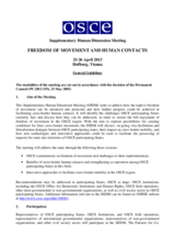 2013 Supplementary Human Dimension Meeting on Freedom of Movement and Human Contacts: General Guidelines