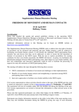 2013 Supplementary Human Dimension Meeting on Freedom of Movement and Human Contacts: Information for Civil Society