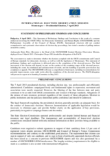 Montenegro, Presidential Election, 7 April 2013: Statement of Preliminary Findings and Conclusions