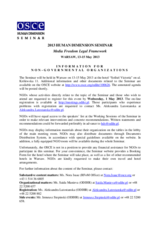 Human Dimension Seminar on the Media Freedom Legal Framework, 13-15 May 2013: Information for Civil Society